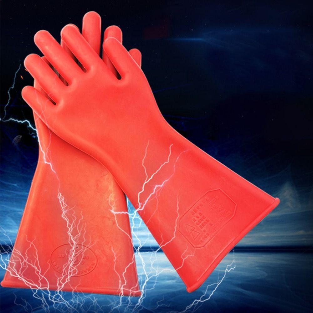 Red Electrician Insulating Gloves 5KV Work Safe Gloves Protective Insulation Mittens Electrical