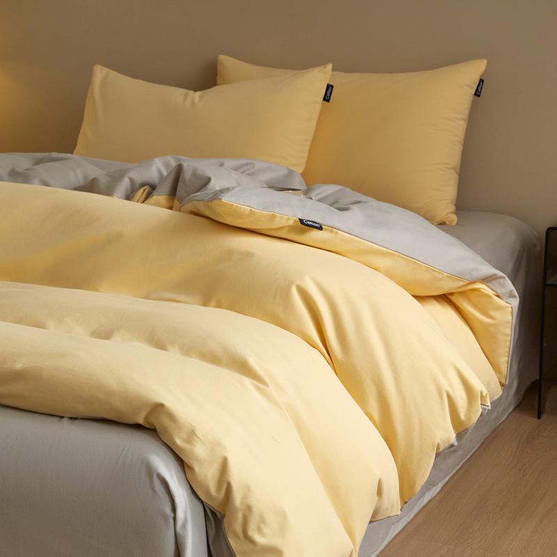 High-end thickened pure cotton brushed bedding four-piece set with pure cotton new autumn/winter duvet covers, fitted sheets, and bedding