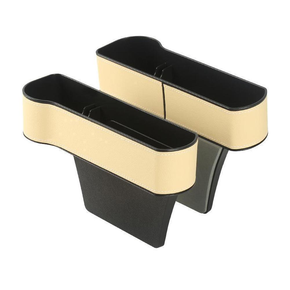 2PCS Leather Car Seat Storage Box Phone Keys Organizer Auto Seat Crevice Storage Filler Munti-functional Auto Organizer