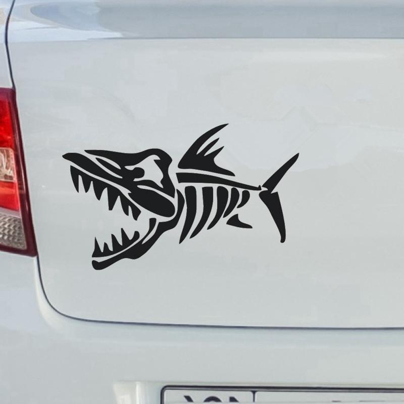 Tri Mishki HZX1515 Shark Bone Car Sticker Vinyl Decals Reflective Fishing Boat Sticker On Car Motorcycle Truck Bumper Windshield