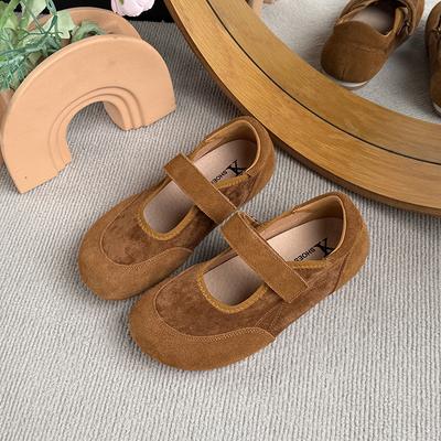 Модная женская обувь Мэри Джейн Замшевая кожа Неглубокие Весенние Повседневные Женские Балетки Мягкие Дышащие Лаконичные Лоферы