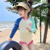 2025 Girls' Long Sleeve Sunscreen One-Piece Swimsuit - New Seaside Beach Holiday Style