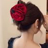 Korean Style Flower Hair Claw Flower Large Size Hair Claw Creative Red Rose Hair Clip  Travel