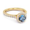London Blue Topaz Round Halo Accents Ring - 925 Sterling Silver Gold Vermeil