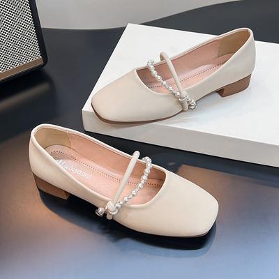 Французский темперамент сяосянфэн, женские туфли-лодочки на низком каблуке с квадратным носком, на весну и осень 2025 года, для ношения с юбкой, вечерние туфли