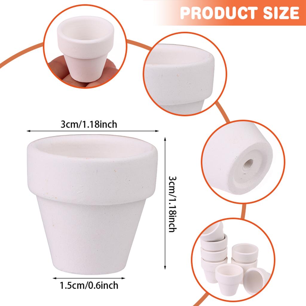 Ulele 30 шт. 1,2-дюймовые керамические цветочные горшки с дренажными отверстиями, белые терракотовые горшки, горшки для суккулентов, маленькие глиняные горшки, горшки для растений Min.