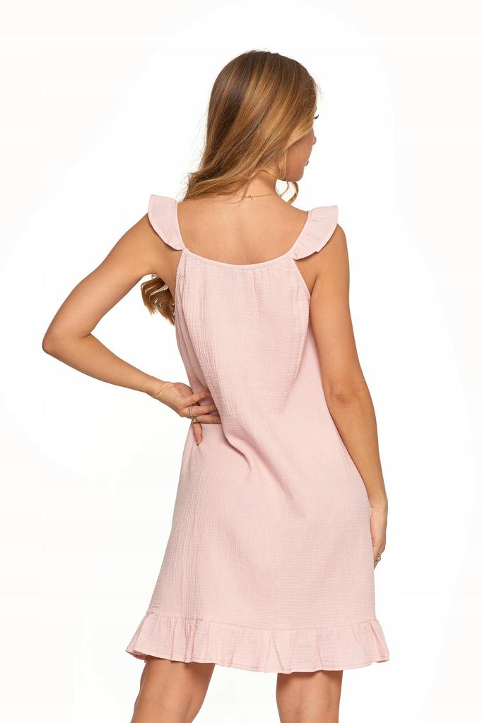 Women's Cotton Muslin Nightgown with Ruffles MORAJ XL PINK