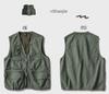 Жилет унисекс в японском ретро-стиле для спецодежды - осенняя тонкая, свободная, функциональная куртка с множеством карманов