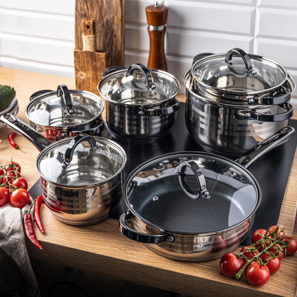 Steel pot set 12 pieces 2.1/2.1/2.9/3.4/3.9/6.6L KLAUSBERG KB-7702