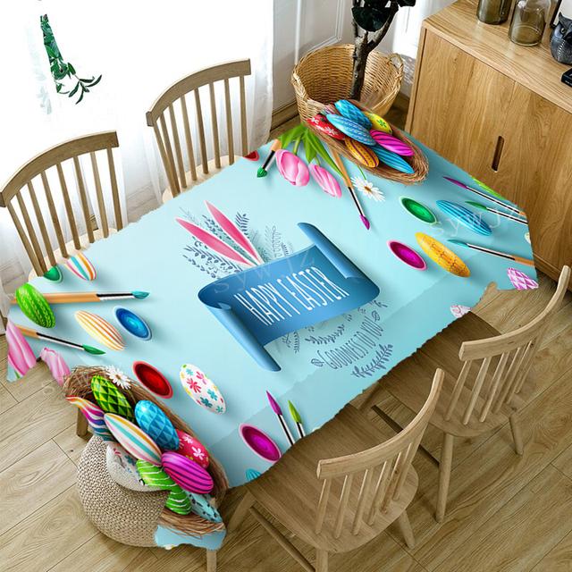 Скатерть с принтом «Яйцо и кролик» Пасхальная скатерть для вечеринки, Дня Благодарения, Рождественский праздничный стол, праздничные украшения, аксессуары