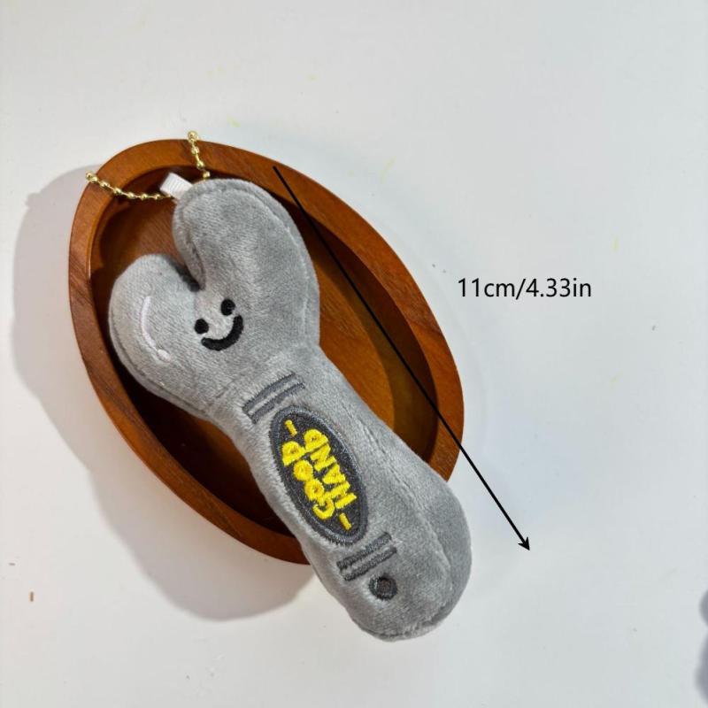 Wrench Plush Toy Keychain Cartoon Tool Soft Stuffed Doll Pendant Car Key Ring Backpack Bag Decor Kid Gift