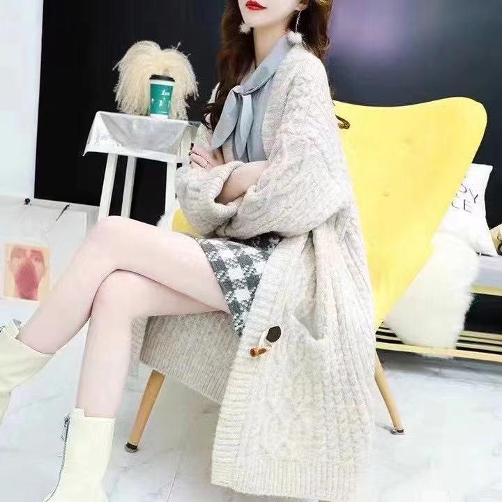 Loose and Lazy Style Knitted Cardigan for Women Long Sweater for Women Knitted Sweater Stylish Knitted Coat for Spring Autumn and Winter
