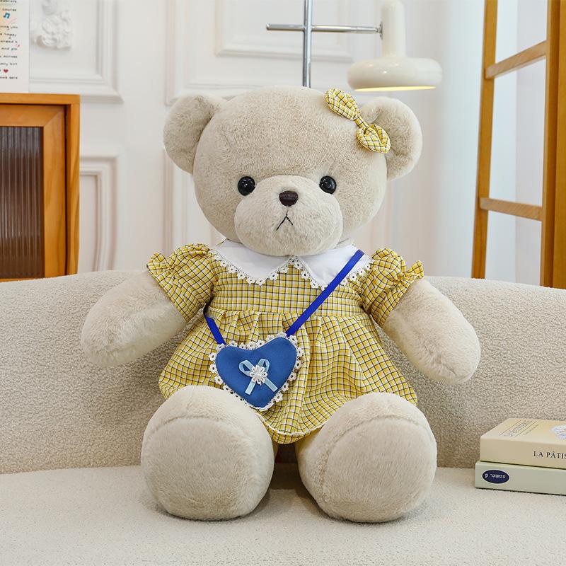 Denim Clothes Teddy Bear Large Couple Hug Bear Plush Toy Children's Companion Doll