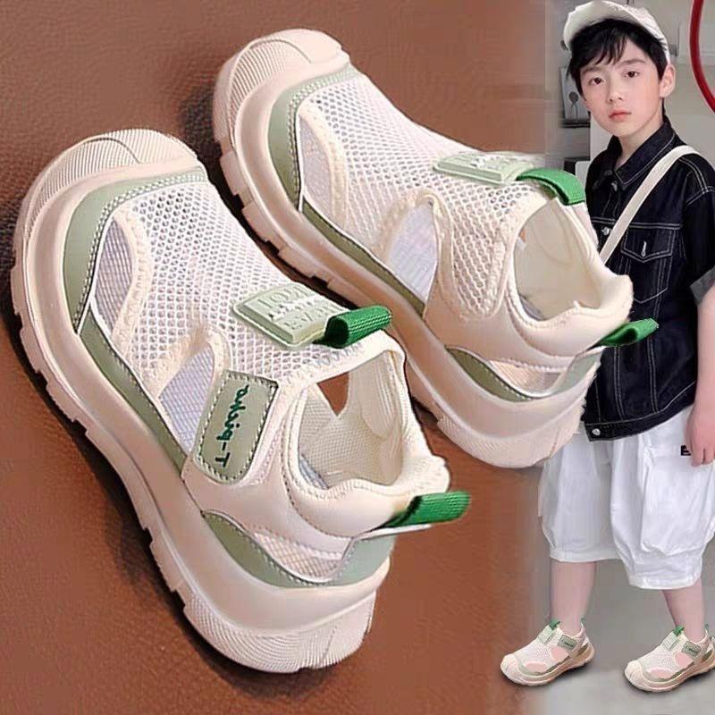 Сандалии для мальчиков лето новые сетчатые туфли для девочек дышащие детские туфли мягкая подошва противоскользящие повседневные туфли для мальчиков модные одинарные туфли для девочек