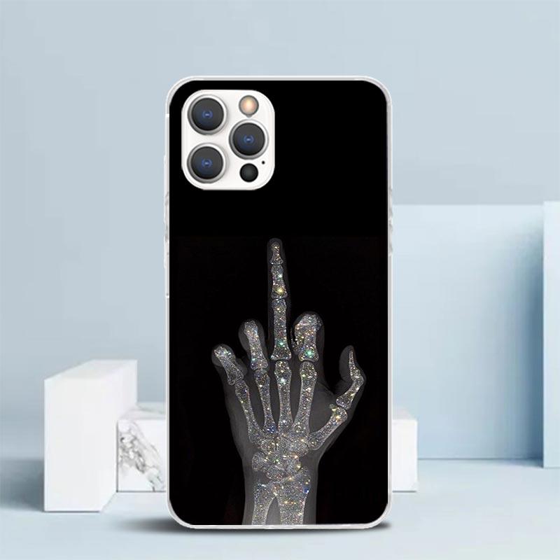 Middle Finger Soft Cover for iPhone 16 17 Air 15 14 Pro Max 16E Phone Case 13 Mini 12 11 7 SE 8 Print Pattern Fit Cases 16 17 Ai