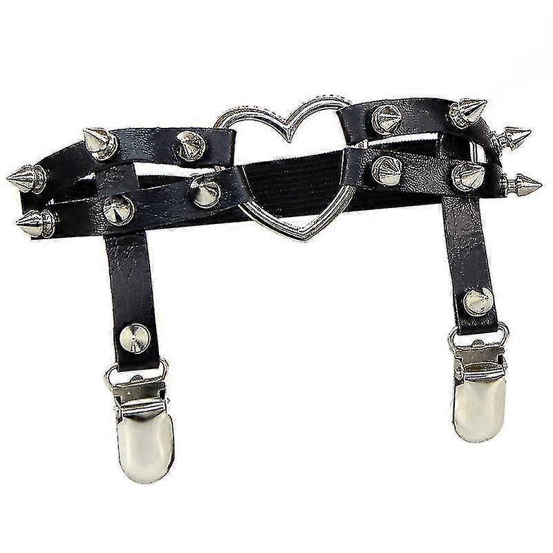 Garters Sexy Rock Pub Punk Garter Belt Rivets Thigh Harness Heart Pu Leather Vintage