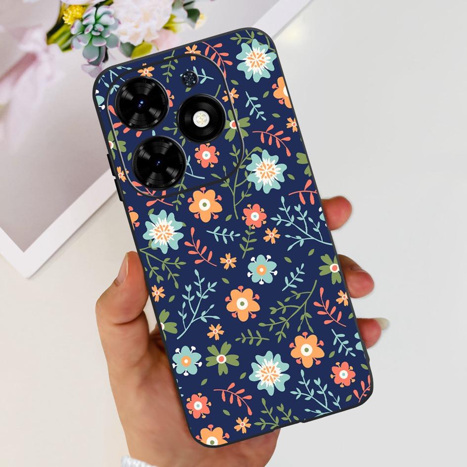 Чехол для Tecno Spark 20C Чехол Spark 20 Pro Популярный Цветок Бабочка Прозрачные Силиконовые Чехлы для Телефона Для Tecno Spark 20 Spark20 Funda