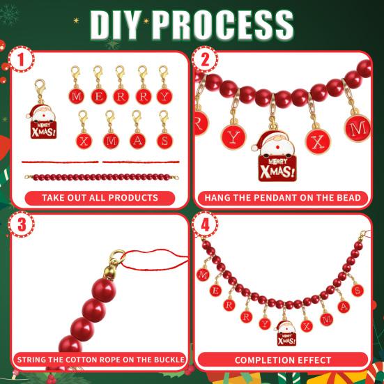 Юшэн Рождественская гирлянда из бусин Счастливого Рождества Праздничная гирлянда Винтажное украшение из эмалированных бусин для украшения дома, елки