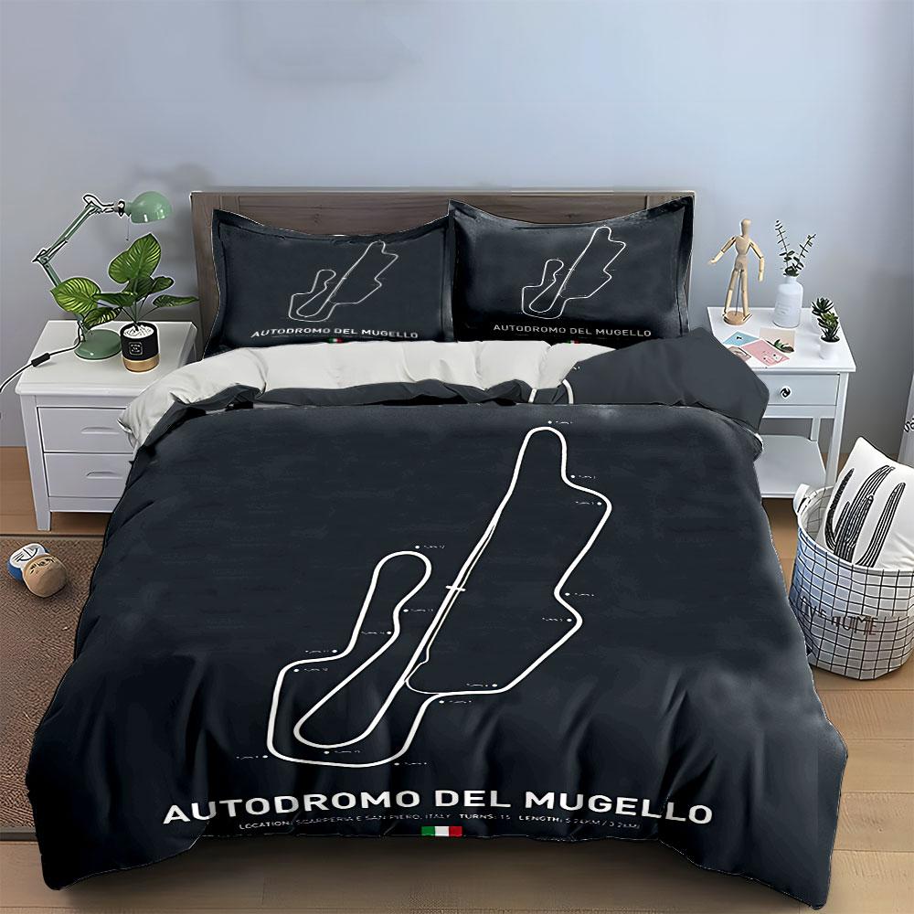 Mugello Track Map Art Bedding Duvet Cover Set Duvet Cover Pillowcases (1*Duvet Cover 2*Pillowcases, without duvet insert)
