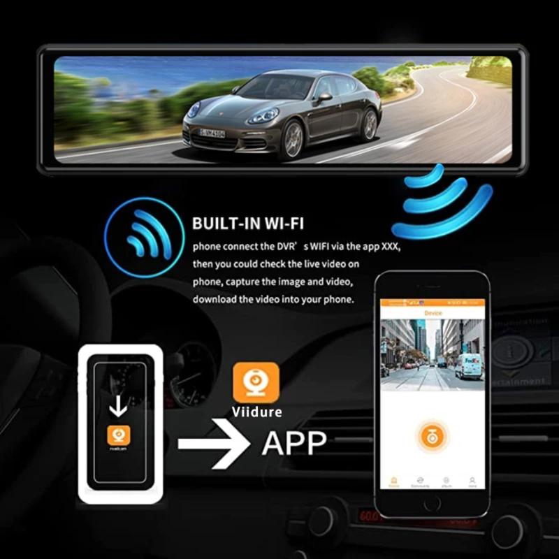 UHD 4K 3840*2160P Car Dvr GPS WIFI Mirror Dash Cam Dual Lens Dashcam IPS Screen Car Camera Drive Recorder Stream RearView Mirror