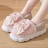 Модные меховые тапочки для женщин Зимние с бантом Меховые Модные Теплые до щиколоток Плюшевые Уютные Слайды для дома В помещении Мягкая подошва Хлопковая обувь