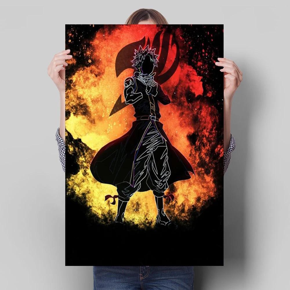 Японское аниме-персонаж, украшение, фреска, плакат «Хвост феи», холст, живопись и настенные художественные принты для детской комнаты для современного домашнего декора, без рамки