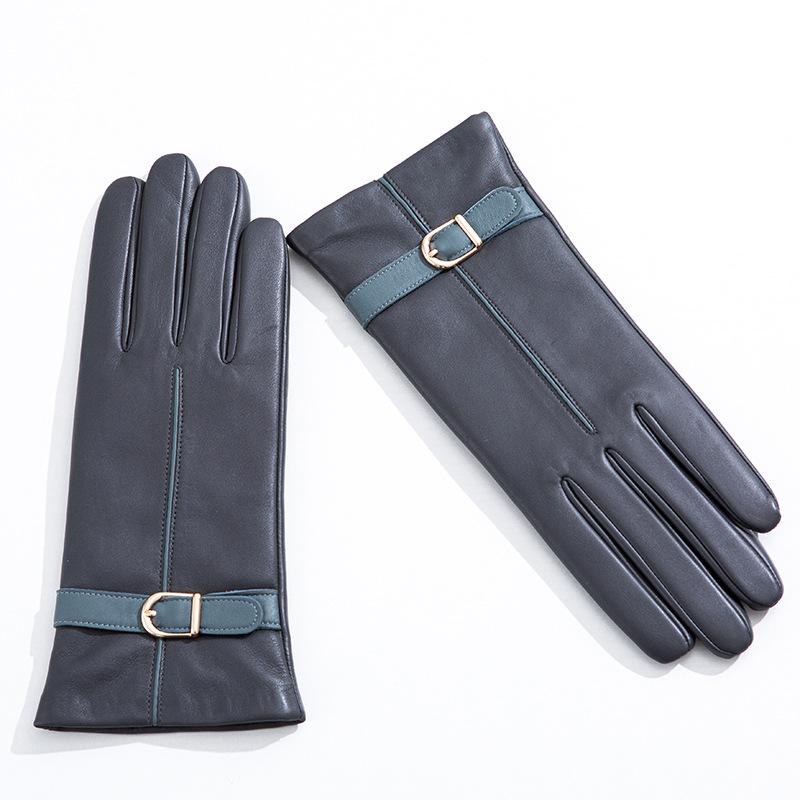 Модные женские перчатки из натуральной цветной овчины для сенсорных экранов Теплые флисовые перчатки для вождения осенью и зимой