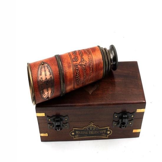 Телескоп с коробкой, латунь, морская латунь, подзорная труба, коллекционный декор для домашнего офиса, 38,1 см, рабочий складной монокуляр-моряк, подарок