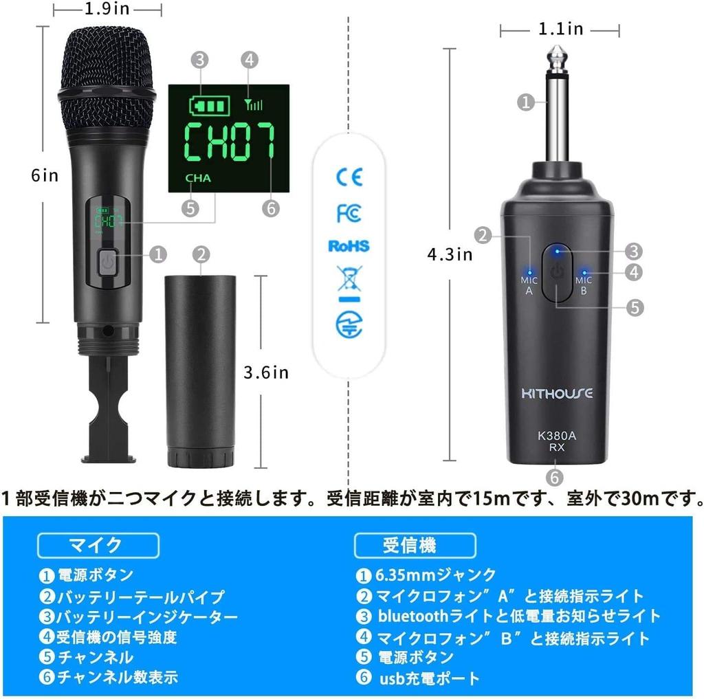 Kithouse Wireless Bluetooth Microphone Set 2 K380A