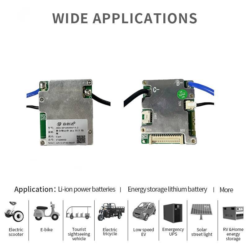 JBD Bluetooth 7S до 14S 13S 48V 52V Плата защиты литиевой батареи Умный BMS Балансировка 24V 36V Li-ion 8S 12S LifePo4 20A 30A