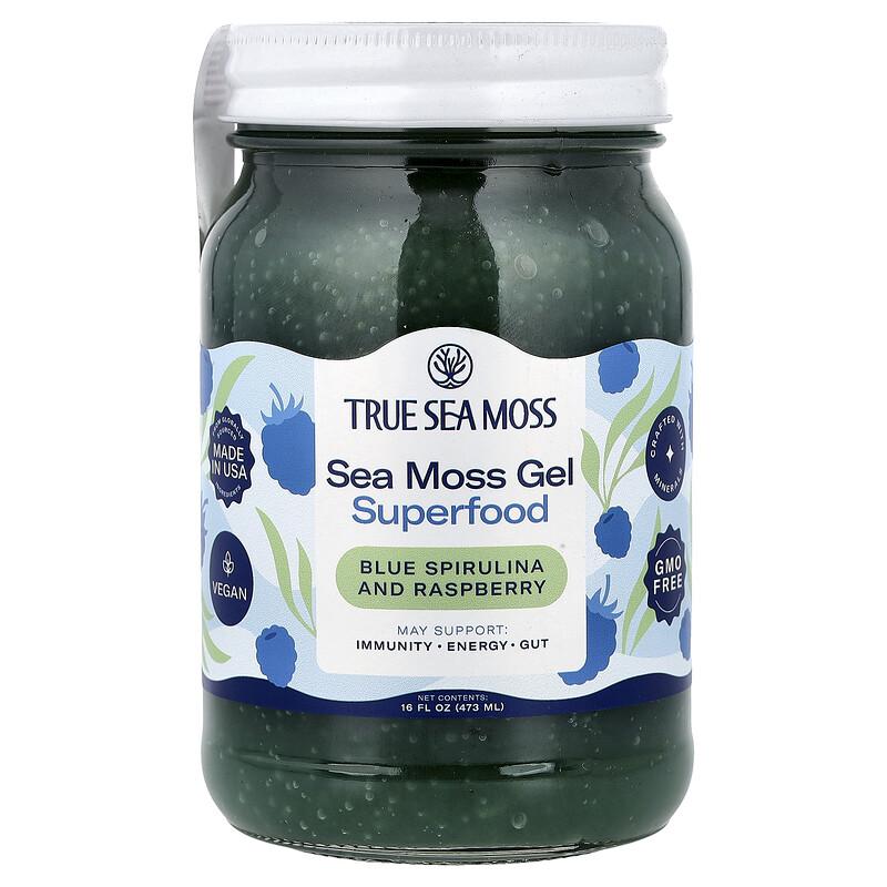 Sea Moss Gel Superfood, Blue Spirulina and Raspberry, 16 fl oz (473 ml)