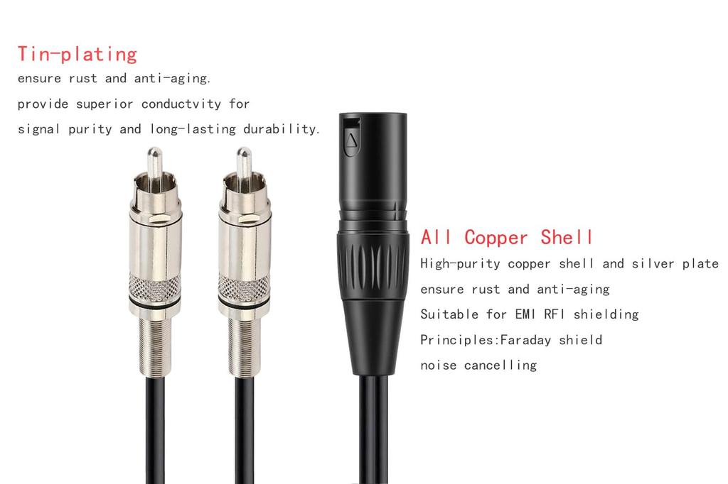 Luxferre Кабель-переходник XLR на RCA XLR Папа на 2 RCA 1 м Двойной RCA на XLR Совместим с Микрофонами, Динамиками, Усилителями, Микшерами, Камерами