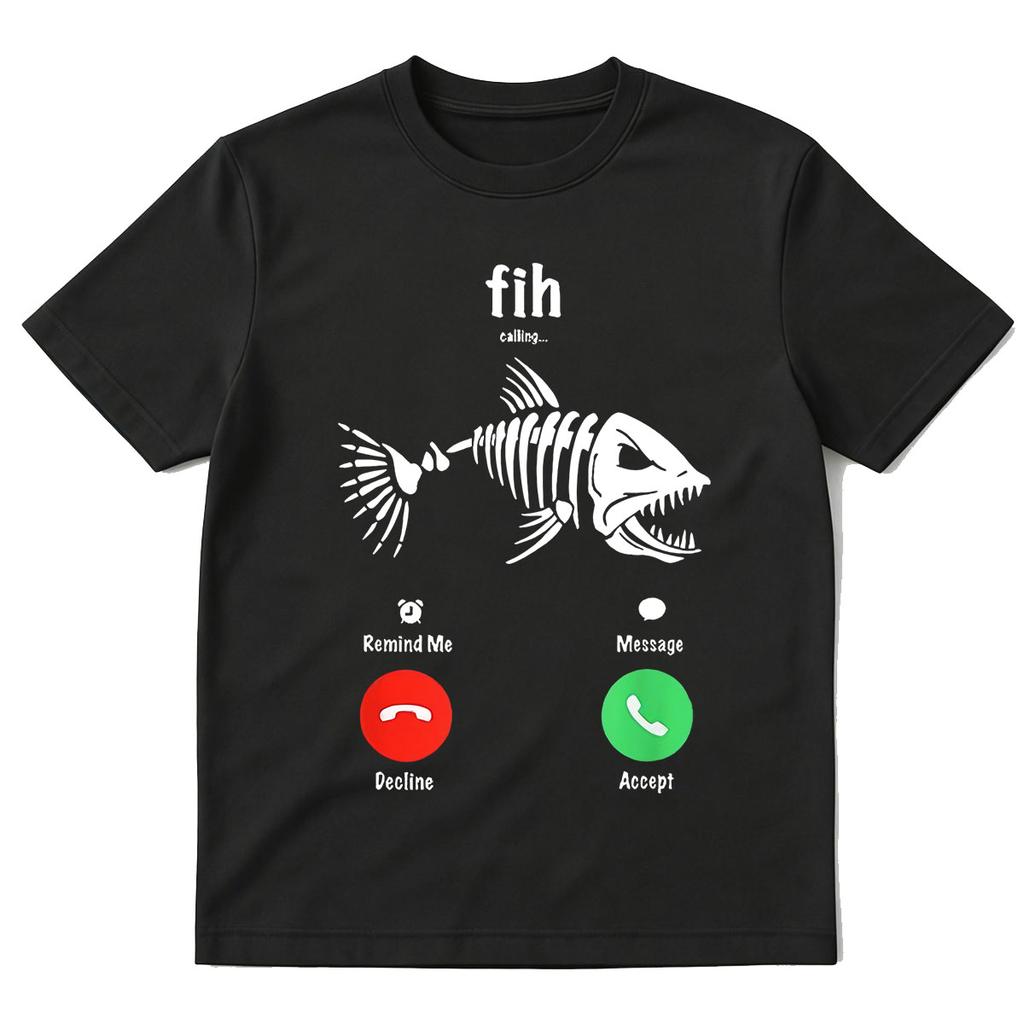 Fih Calling Graphic Tshirt Funny Phone Call Fishing Tshirts Unisex Unisex Fashion 100 Cotton Short Sleeve Oversized T Shirt Tops