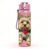 1PC Heart Shape Terrier Dog Print 750ml Color Plastic Sports Water Bottle Leakproof Flip Straw Lid Suitable for Sports Office Home Use