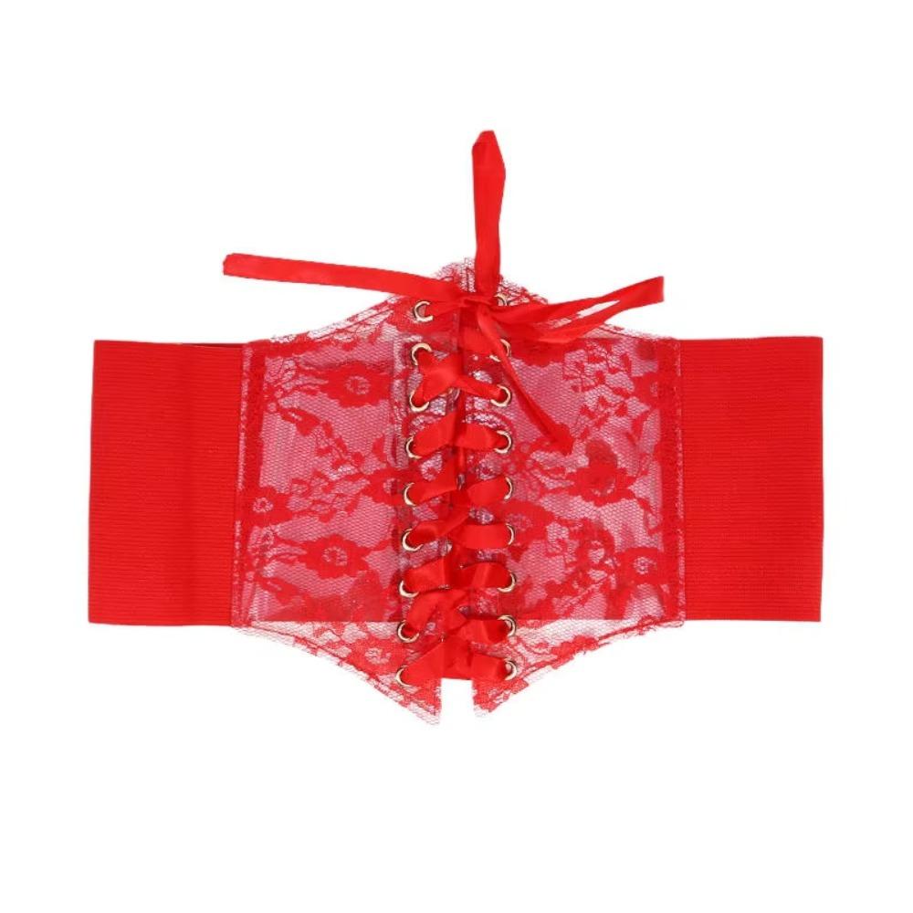 Transparent Lace Lace-up Corset Belt Flower Embroidery Women's Cummerbunds Special Occasions