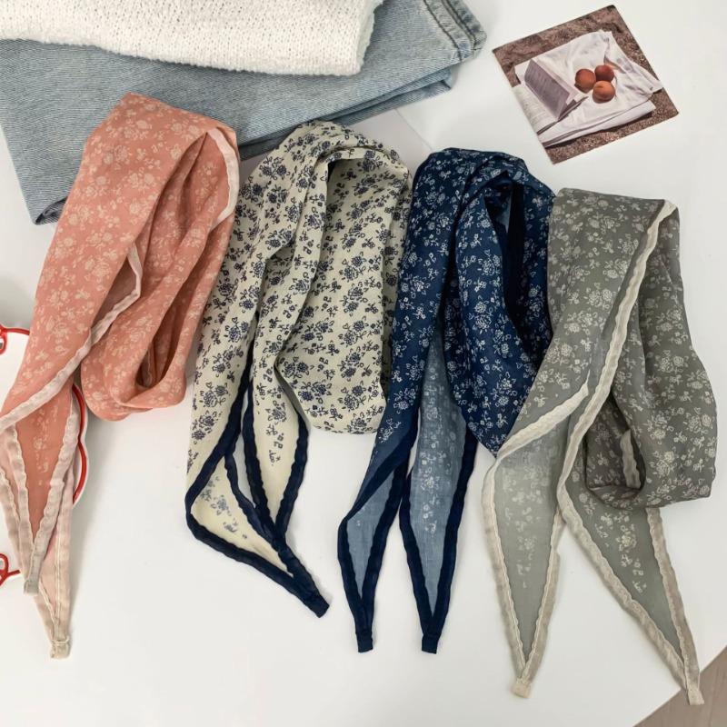 Silk Scarf New Fashion Versatile Headscarf Headband Hair Tie Hair Neck Protection Literary Scarf Scarf Rhombus Silk Scarf Waist Tie