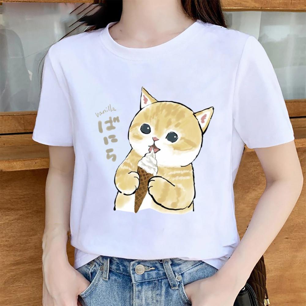 Fashion Women Ice Cream Print T Shirt Funny Casual O-neck Short Sleeves T-shirt Summer Female Tee Shirt