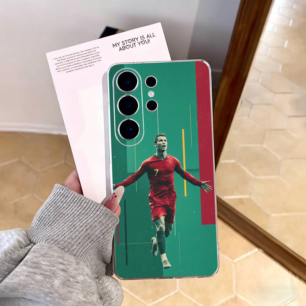 Футбольный чехол для телефона CR7-Роналду для Samsung S25, S24, S21, S22, S23, S30, Ultra, S20, Plus, Fe, Note, 10, 9, 5G Прозрачный чехол