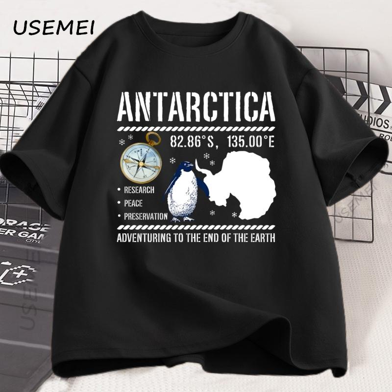 Antarctica T Shirt South Pole Tshirt Funny Cute Penguin Tshirt Casual Cotton Short Sleeve Round Neck Graphic T Shirts Clothes