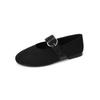 French Retro Round Head Versatile Soft-soled Mary Jane Shoes 2025 New One-word Suede Ballet Flat-soled Single Shoes for Women