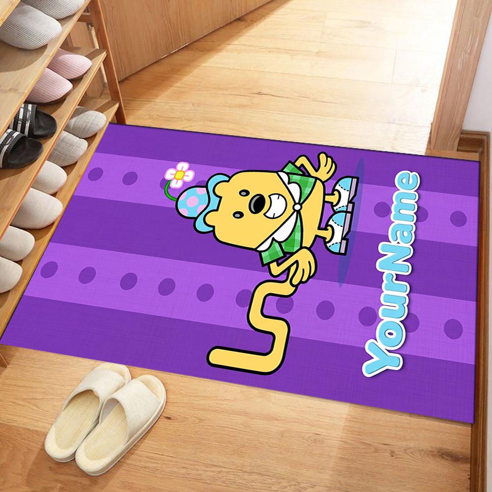 Wow! Wow! Wubbzy Personalized Text Floor Mat Suitable for Foyer Living Rooms Outdoor Study room Anti-slip Rug Office home decor Birthday/Christmas Gif