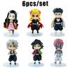6pcs/set Q Version Demon Slayer Action Figure, Sitting Ghost Doll, Tanjiro, Nidouzi, Inosuke, Zenizu Movie Model Toys, gift box