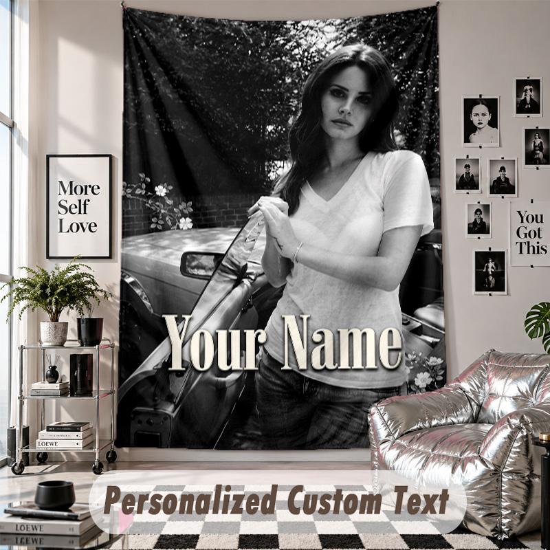 Wall Hanging Tapestry With Custom Name & Text, Lana Del Rey Decorative Tapestry For Bedroom