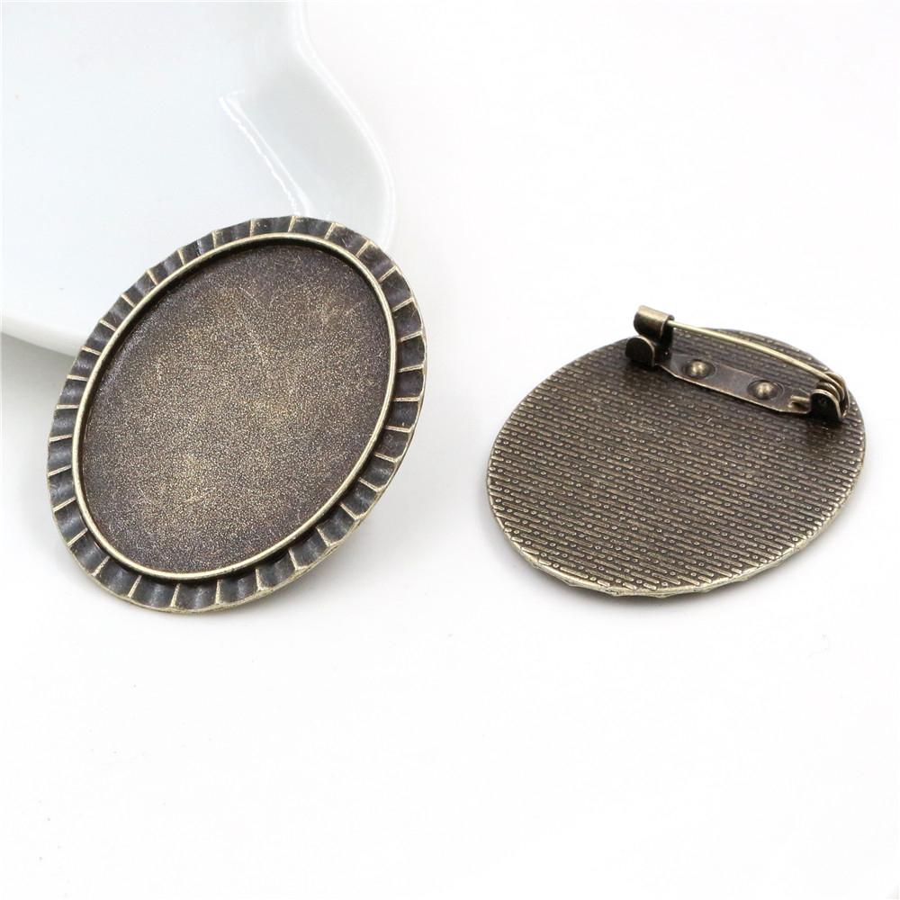 New Fashion 5pcs 30x40mm Inner Size Antique Gold/Silver Black Bronze Pin Brooch Pierced Style Base Setting Pendant