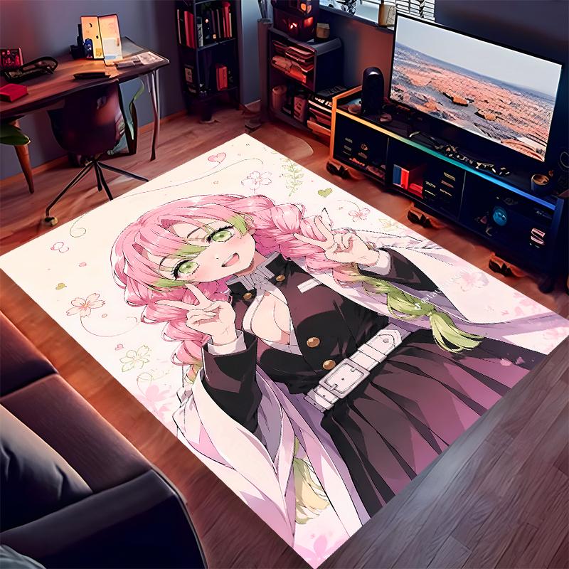 1pc Nezuko Demon Slayer Kanroji Mitsuri Print Area Rug - Soft,Washable Non-Slip Indoor Mat for Office Chairs,Living Room,Home Office Decorative Rug