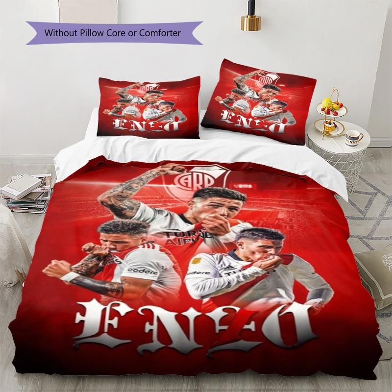 Soccer Player Enzo Red Team Collage Print 3 Pieces Duvet Cover Set Football Fan Bedding Bedroom Home Decor Without Pillow Core Comforter