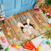 VIKAMA Easter Doormat with Colourful Eggs and Rabbit Tail Non-Slip Floor Mat for Indoor/Outdoor Entrances Festive Home Decor