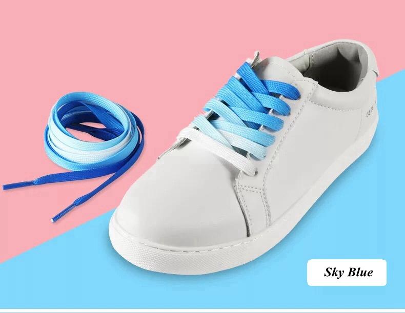 Цветные плоские шнурки Конфетный градиент Радужные шнурки Детские Взрослые Холщовые шнурки для обуви Походные ботинки Шелковые шнурки для вечеринки 1 пара