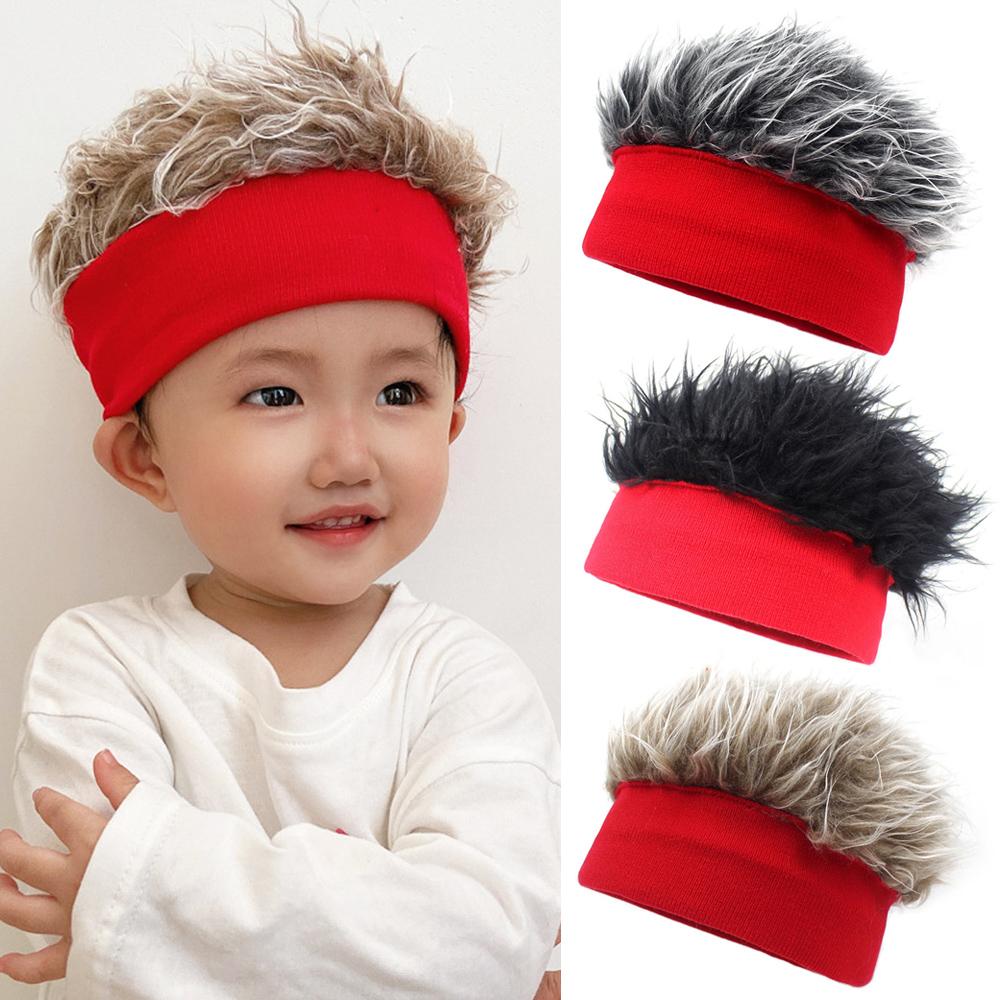 Natural Novelty Knit Fake Hair Hat Windproof Decorative Hat Beanie Wig Hat Fun Short Hair Caps