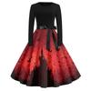 Women's Casual Fashion Round Neck Halloween Printed Vintage Dress